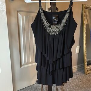Black Embellished Tiered Sleeveless Camisole